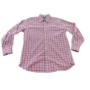 Southern Tide Club Men Purple Gingham Check Button Down Shirt Size M Long Sleeve